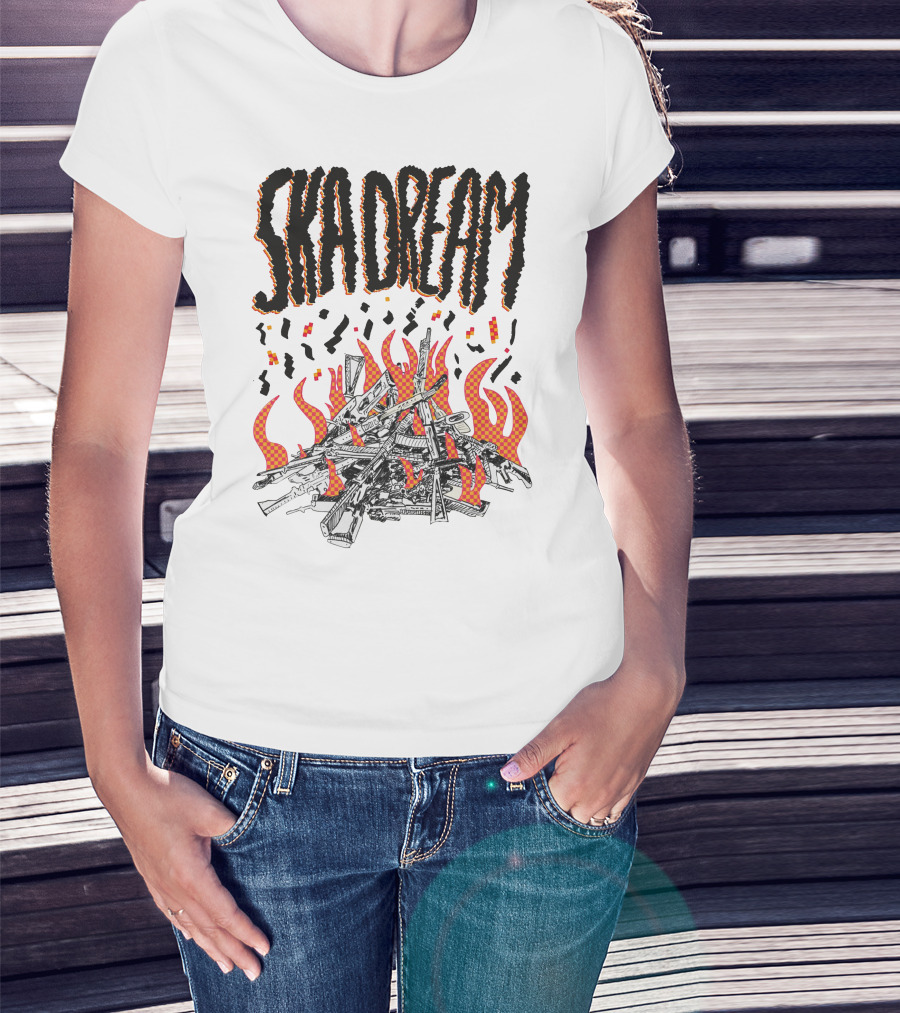 SKA DREAM Flames And Instruments Pile T-Shirt