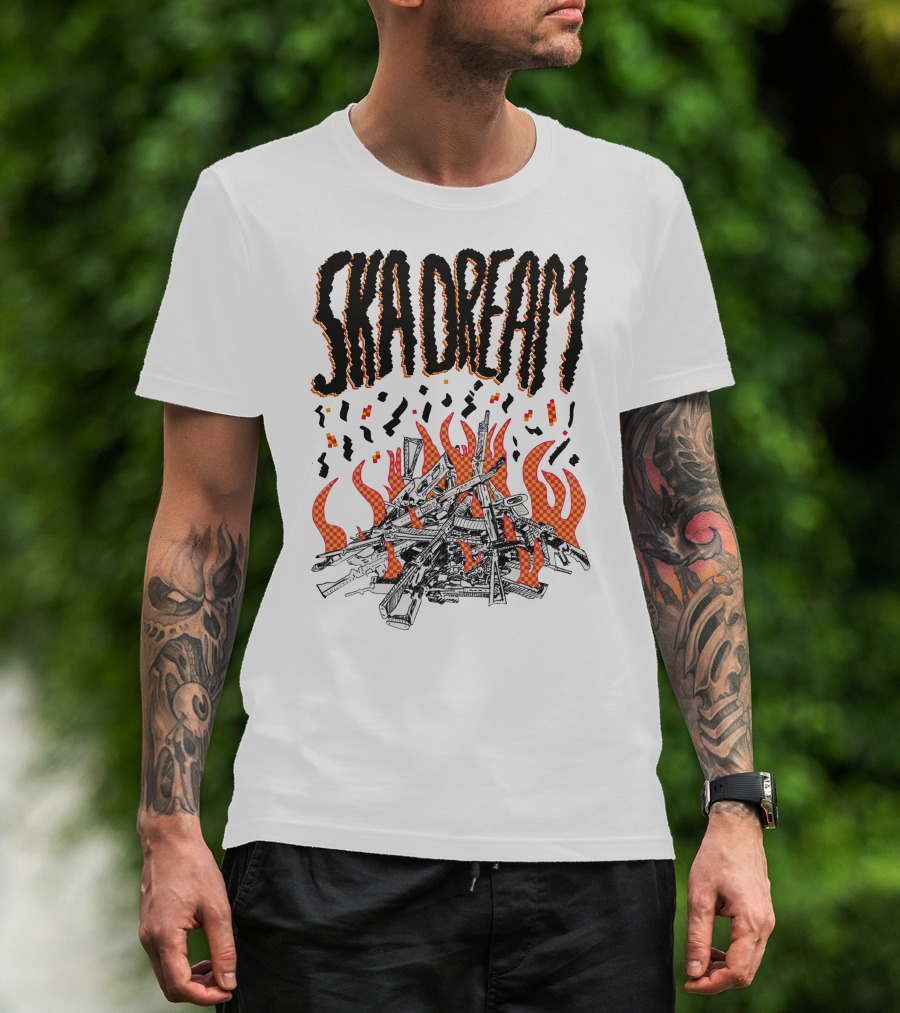 SKA DREAM Flames And Instruments Pile T-Shirt