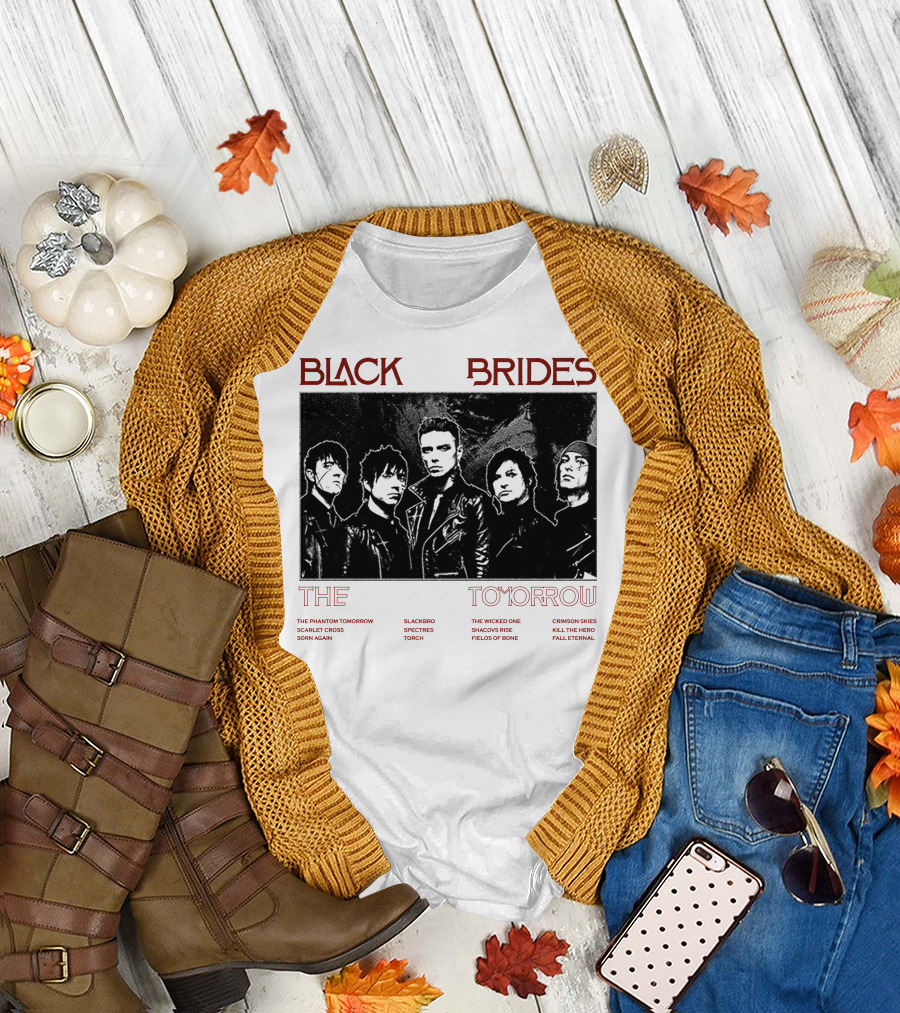 BLACK VEIL BRIDES THE PHANTOM TOMORROW SLACKERBO SPECTRES TORCH THE WICKED ONE SHADOWS RISE FIELDS OF BONE CRIMSON SKIES KILL THE HERO FALL ETERNAL T-Shirt