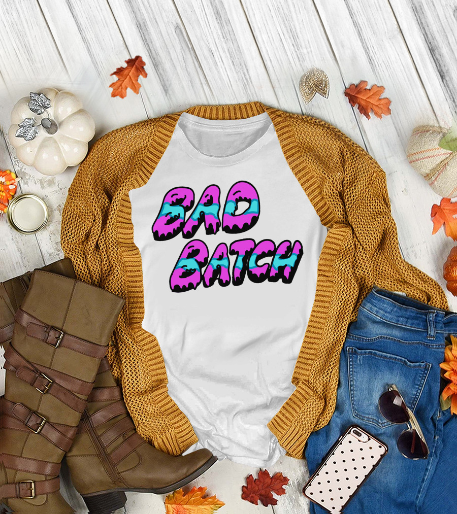 Bad Batch Dripping Pink and Blue Text T-Shirt