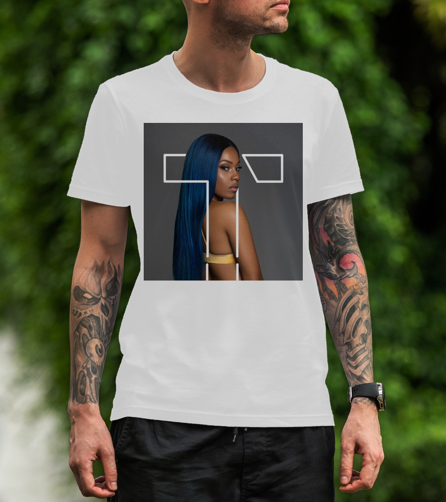Terilisha T Silhouette Overlay With Blue Hair T-Shirt
