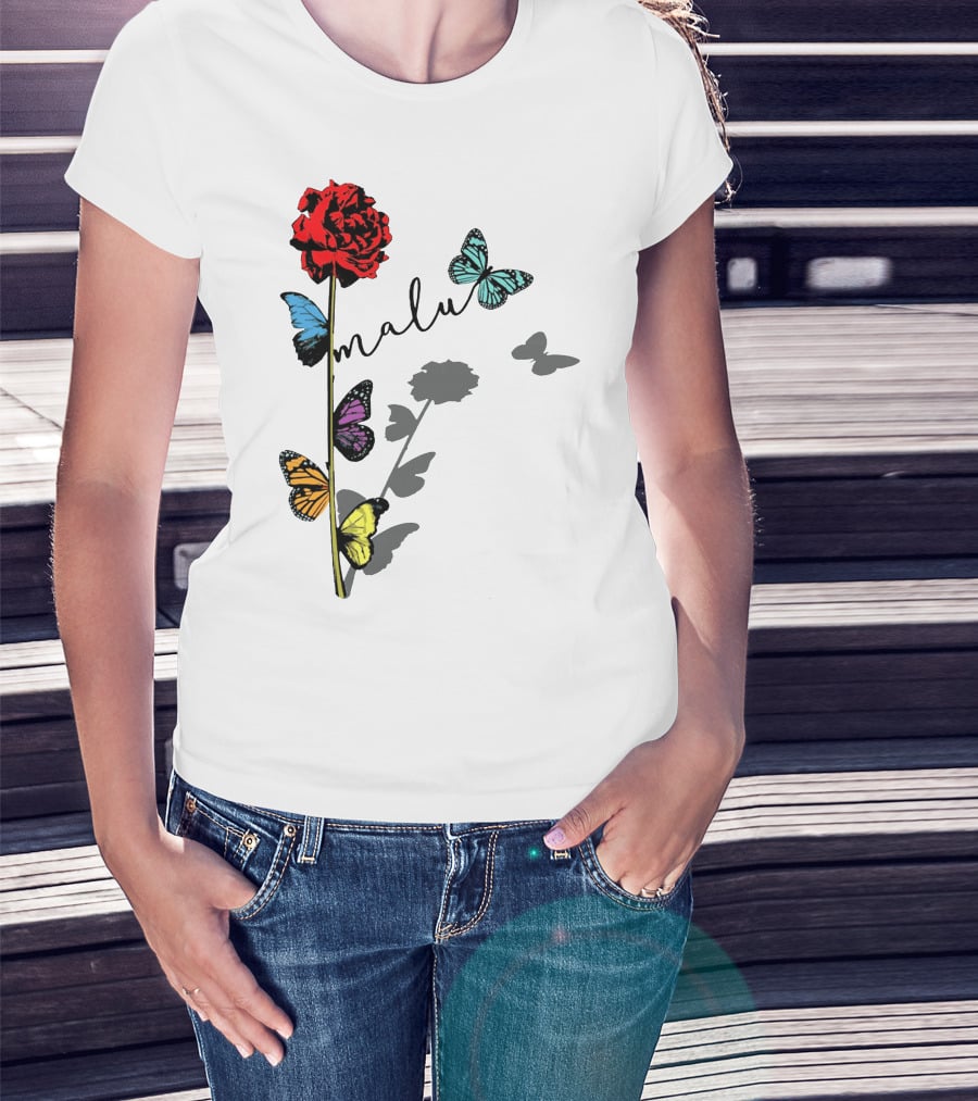 Malu Red Rose Butterflies T-Shirt