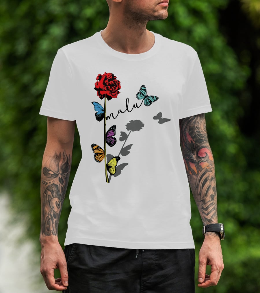 Malu Red Rose Butterflies T-Shirt