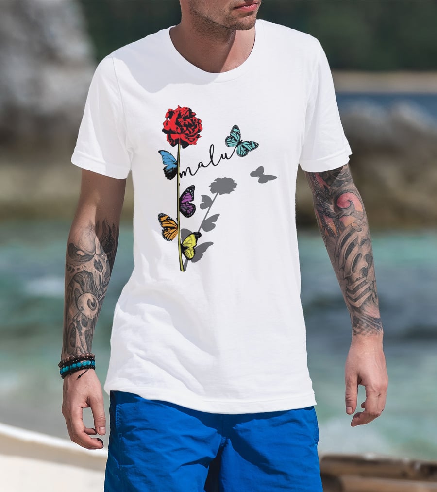 Malu Red Rose Butterflies T-Shirt