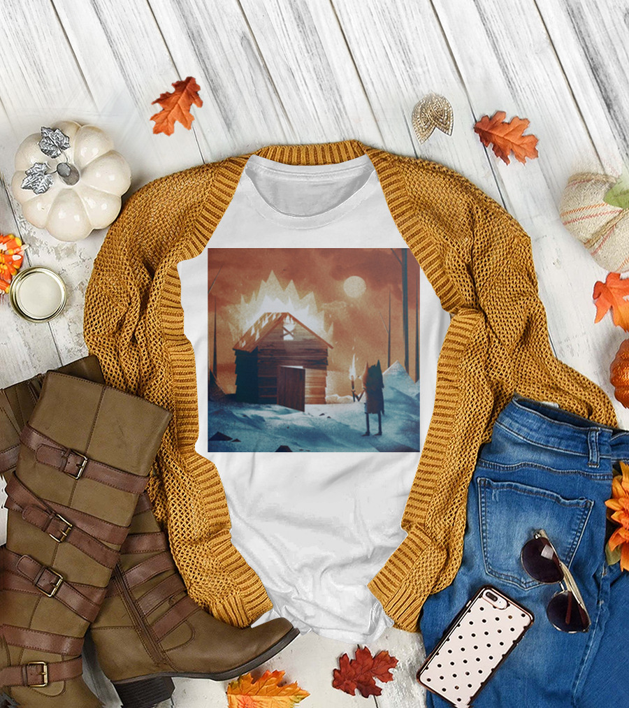 Galleons Merch Cabin Under Twilight with Frozen Forest and Firelight T-Shirt