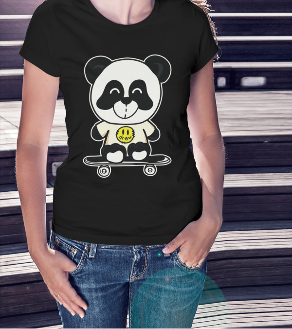 Drew House Panda Bear On Skateboard T-Shirt