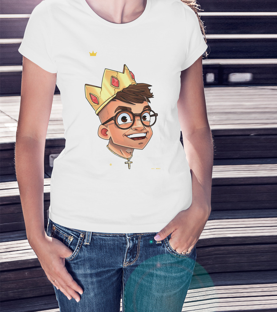 Joe Woe Thirt Crowned Cartoon With Glasses And Cross Necklace T-Shirt