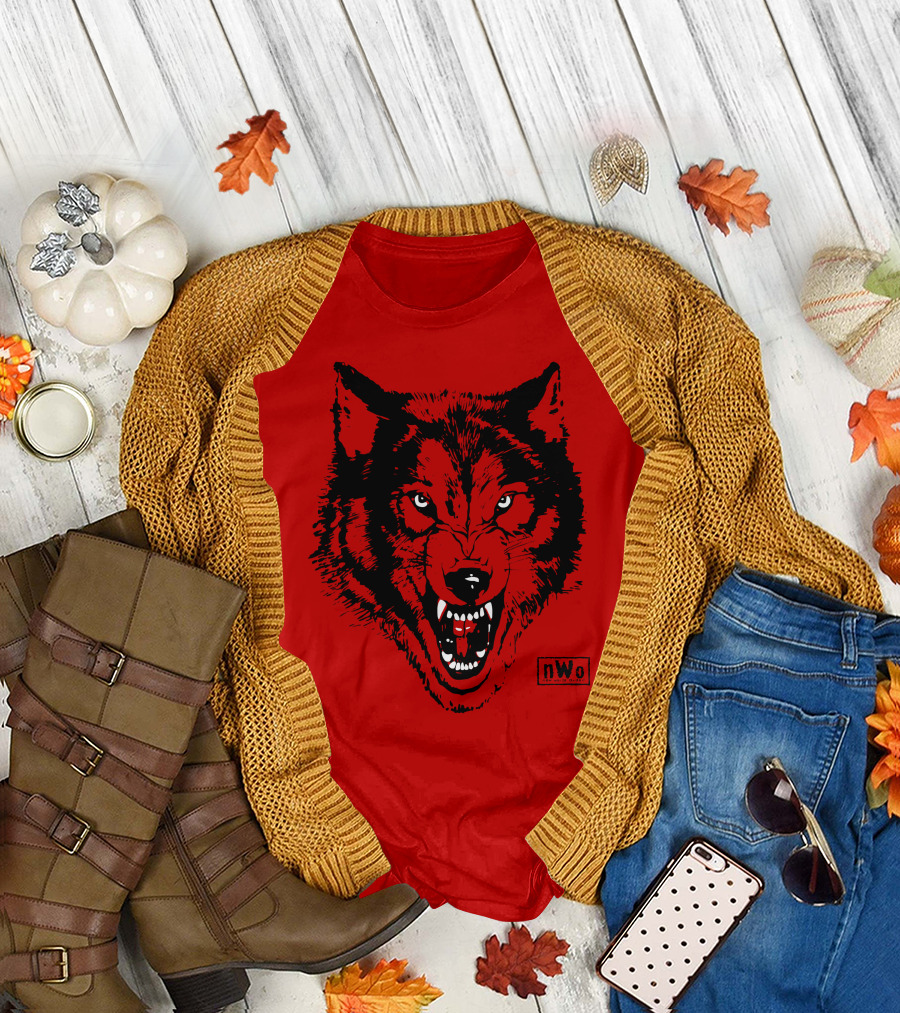 nwo Wolfpac Red Wolf Head T-Shirt