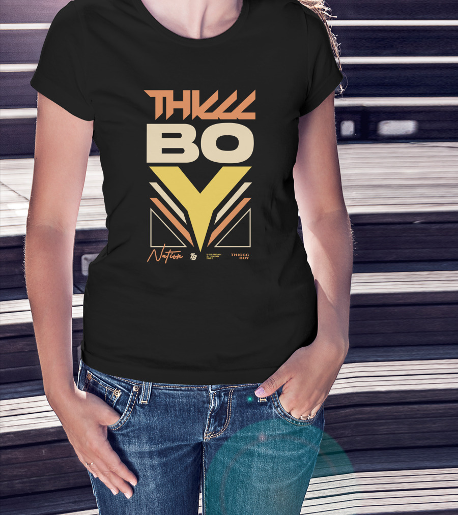 Thicc Boy Nation Thiccc Boy Dash Long Body Black T-Shirt