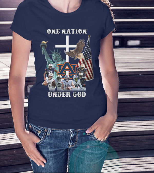 One Nation Under God AU Team With Liberty Cross And Flag T-Shirt