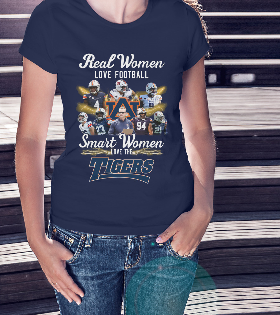 Real Women Love Football Smart Women Love The Auburn Tigers T-Shirt