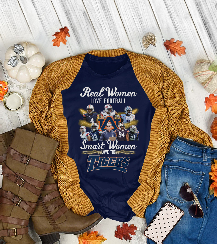 Real Women Love Football Smart Women Love The Auburn Tigers T-Shirt