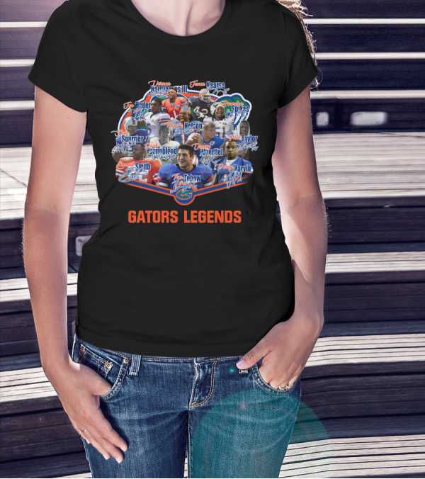 Florida Gators Legends Tim Tebow Emmitt Smith Jevon Kearse Percy Harvin Danny Wuerffel T-Shirt