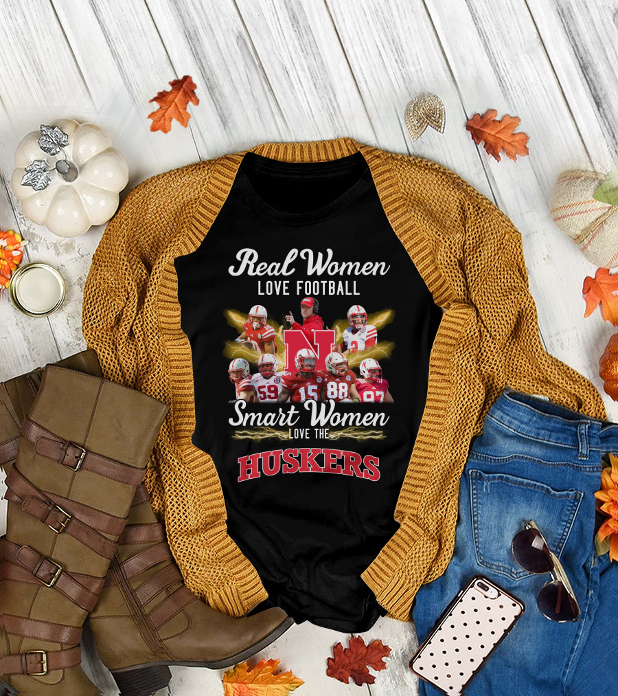 Real Women Love Football Smart Women Love the Huskers T-Shirt
