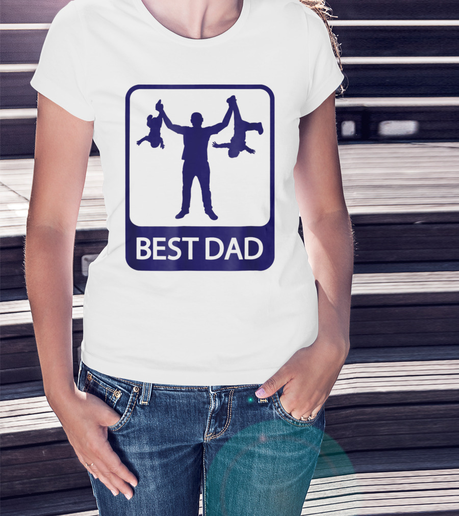 Best Dad Silhouette Holding Kids Playfully T-Shirt