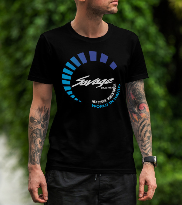 Savage Boulevard Men Touch Women Touch World In Hands T-Shirt