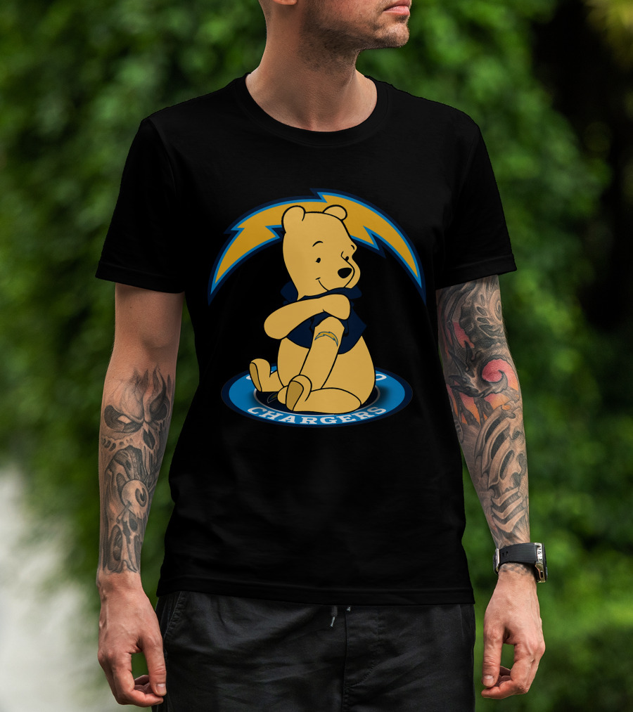 Pooh Chargers Crossover With NFL Lightning T-Shirt