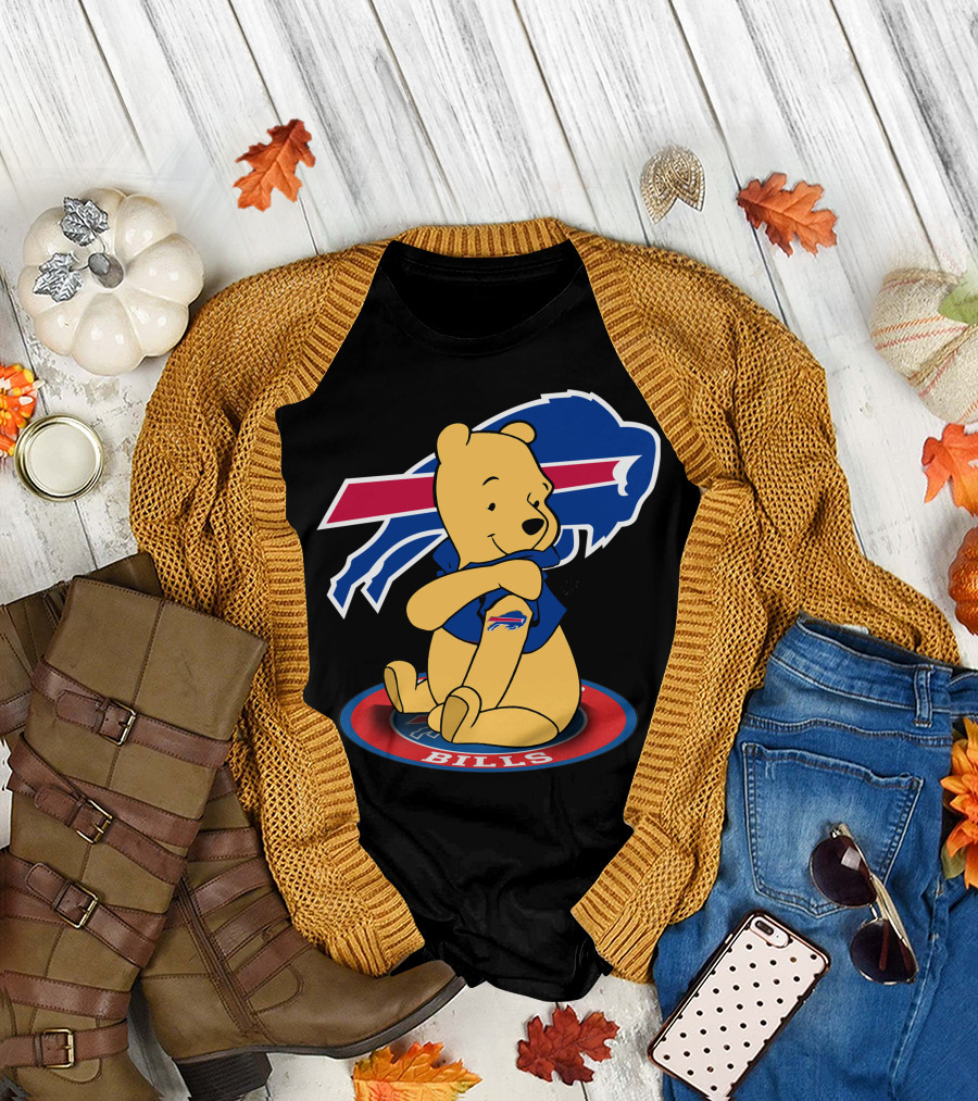 Pooh Bills Buffalo Bills Crossover Featuring Iconic Bear T-Shirt
