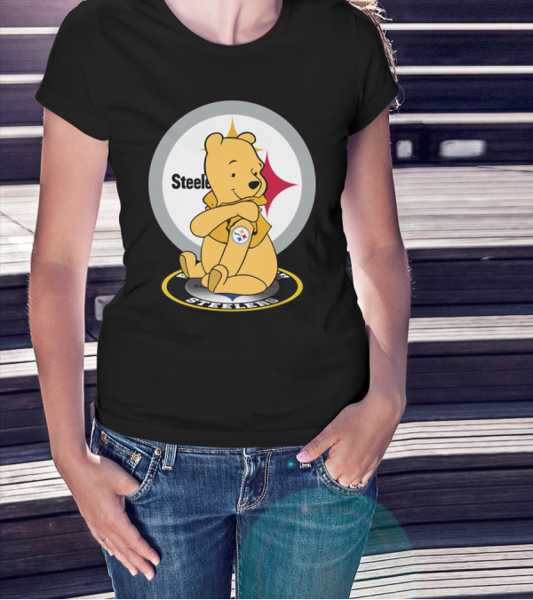 Steelers Pooh Sitting With Steelers T-Shirt