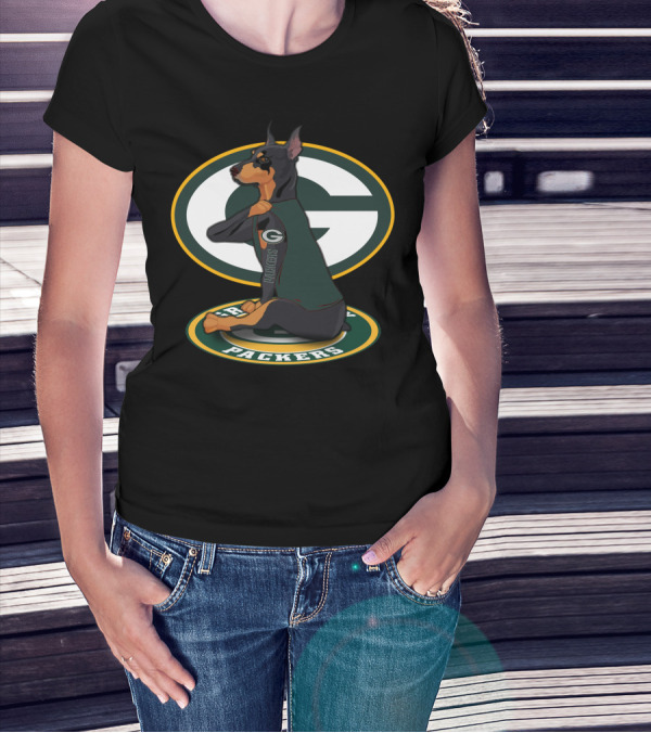 Dobermann Packers Dog Green Bay T-Shirt