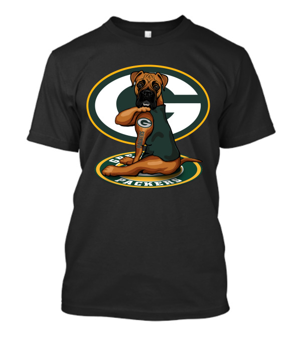 Boxer Packers Green Bay Logo Dog T-Shirt