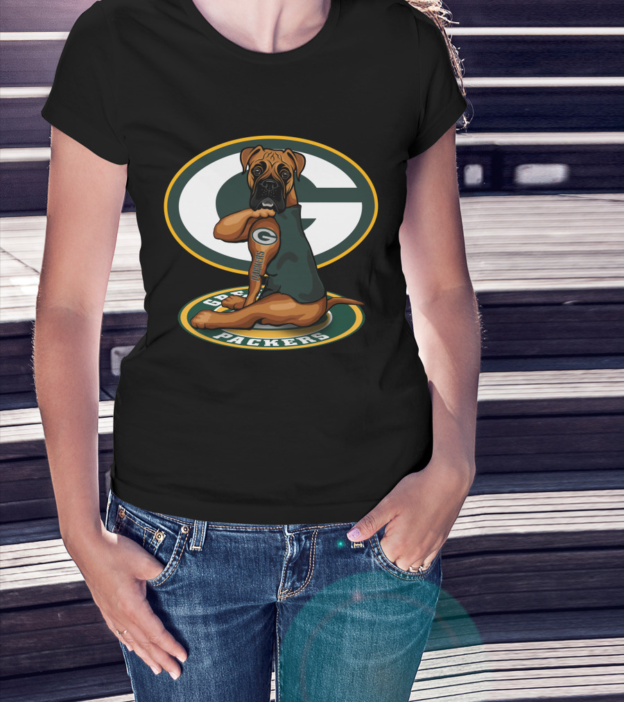 Boxer Packers Green Bay Logo Dog T-Shirt