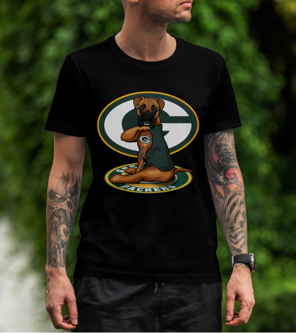 Boxer Packers Green Bay Logo Dog T-Shirt