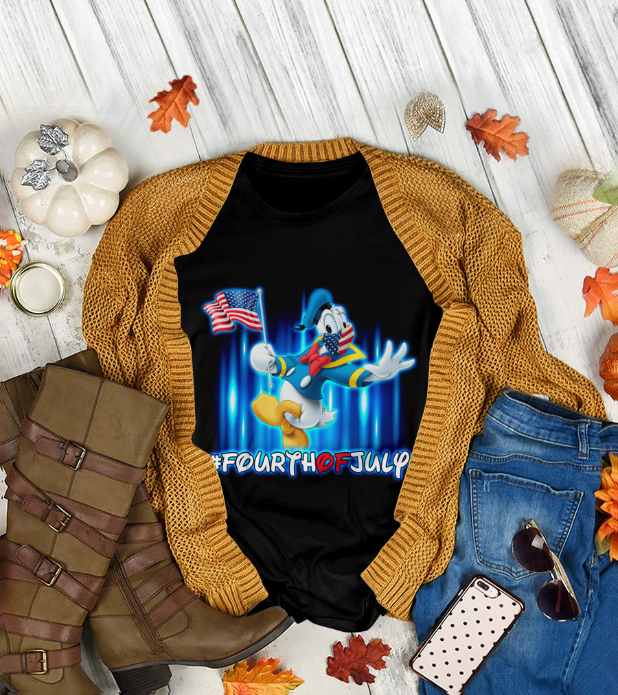Donald Duck #FourthOfJuly American Flag T-Shirt