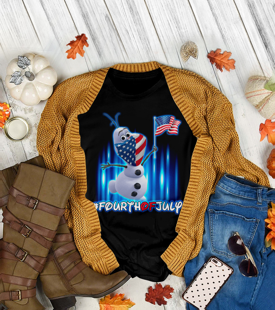 FourthofJuly Olaf Holding American Flag T-Shirt