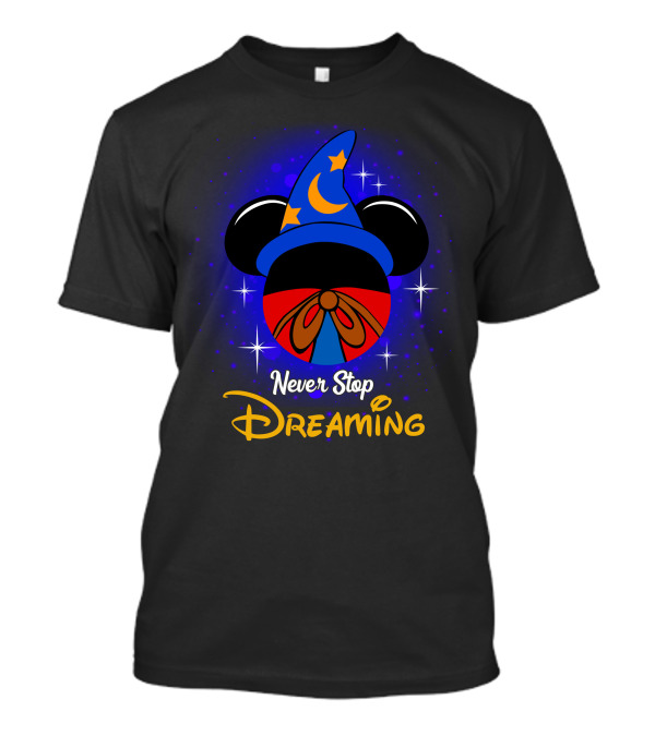 Never Stop Dreaming Mickey Sorcerer's Hat Stars T-Shirt