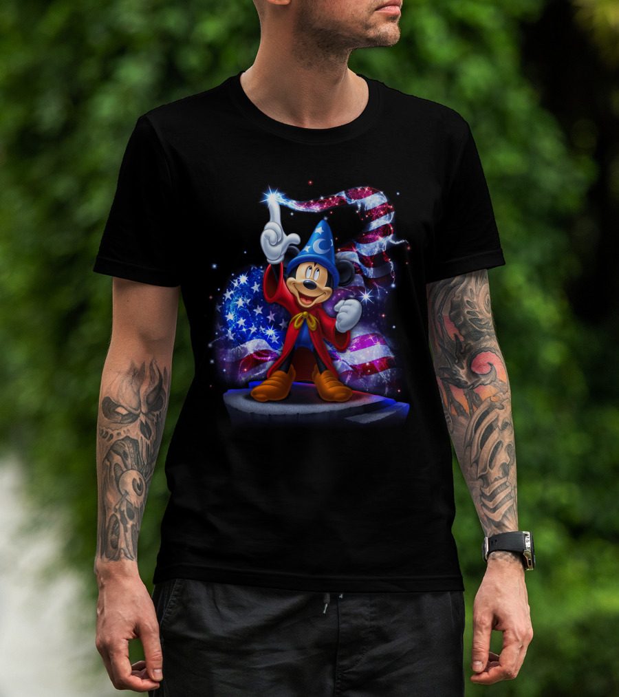 Mickey Sorcerer Patriotic Stars And Stripes July T-Shirt