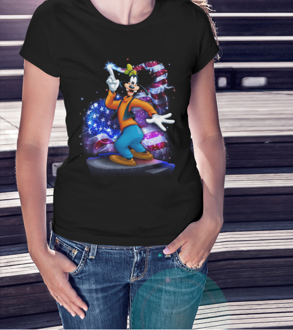 Goofy Bling July American Flag T-Shirt