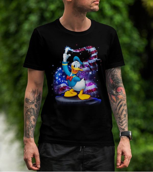 Donald Bling Patriotic July Celebration With Sparkling American Flag T-Shirt