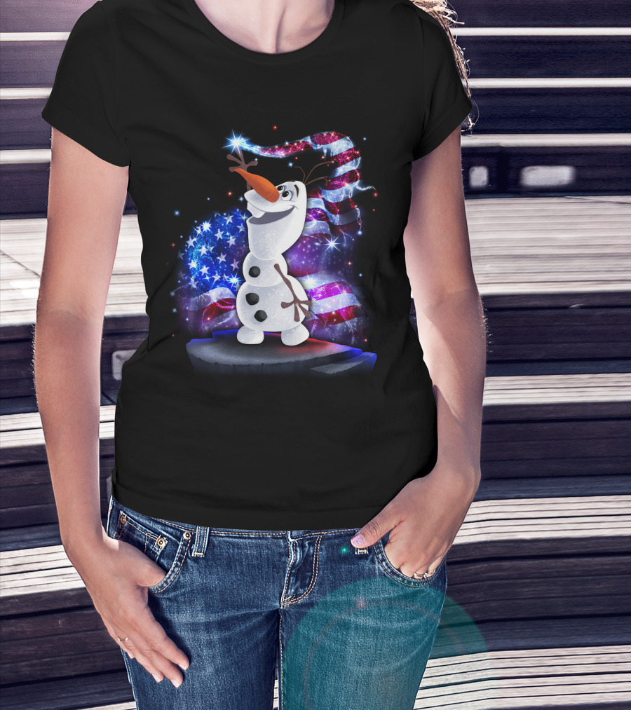 Olaf Bling July American Flag Sparkle T-Shirt
