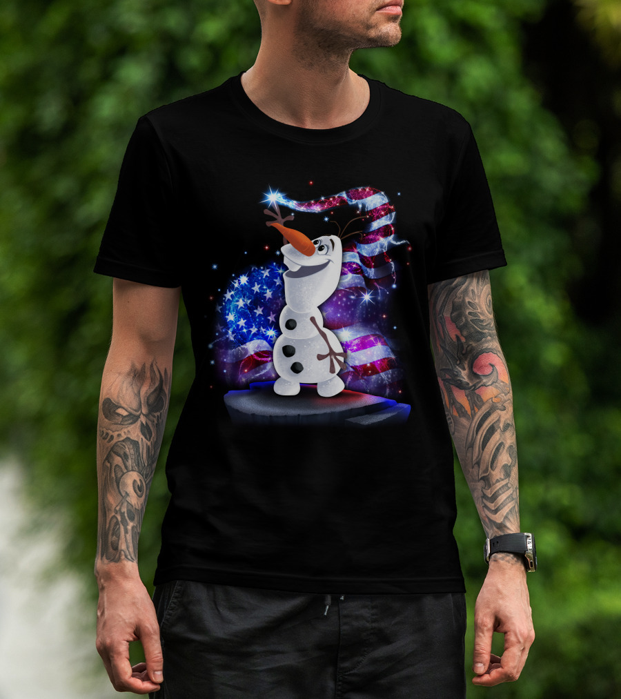 Olaf Bling July American Flag Sparkle T-Shirt