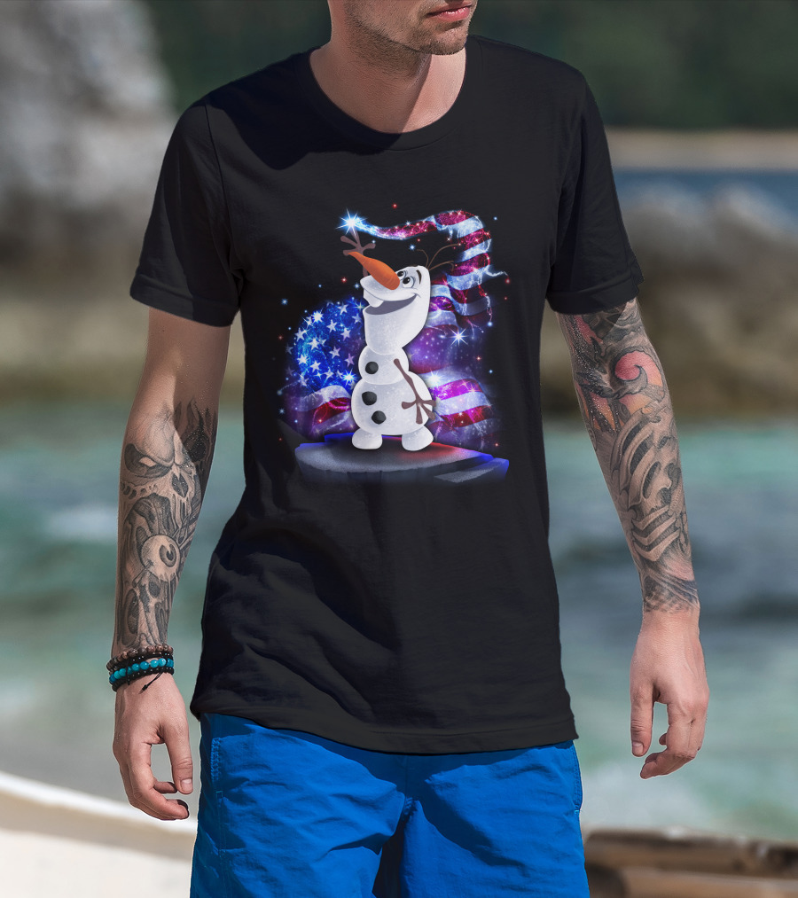 Olaf Bling July American Flag Sparkle T-Shirt