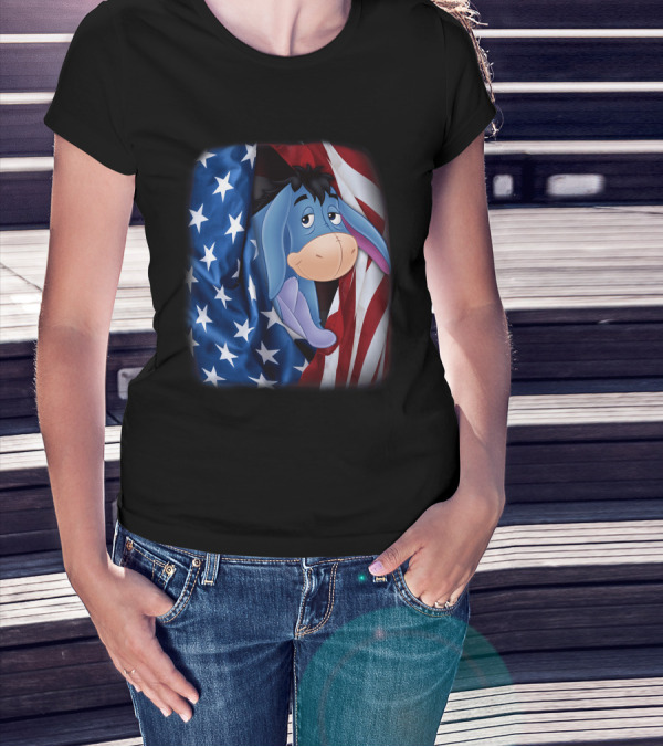 Eeyore American Flag Stars And Stripes Fourth Of July T-Shirt