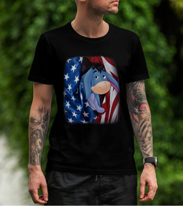 Eeyore American Flag Stars And Stripes Fourth Of July T-Shirt