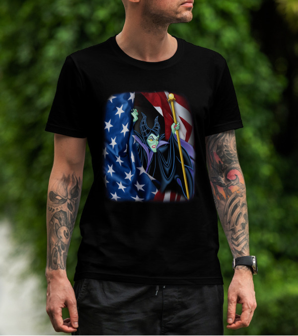 Maleficent Holding Scepter With American Flag Fourth Of July T-Shirt