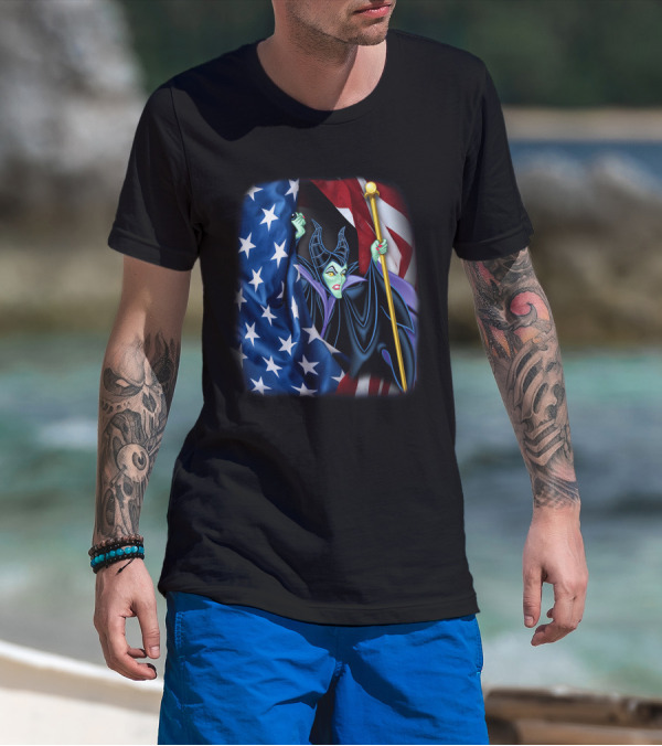 Maleficent Holding Scepter With American Flag Fourth Of July T-Shirt
