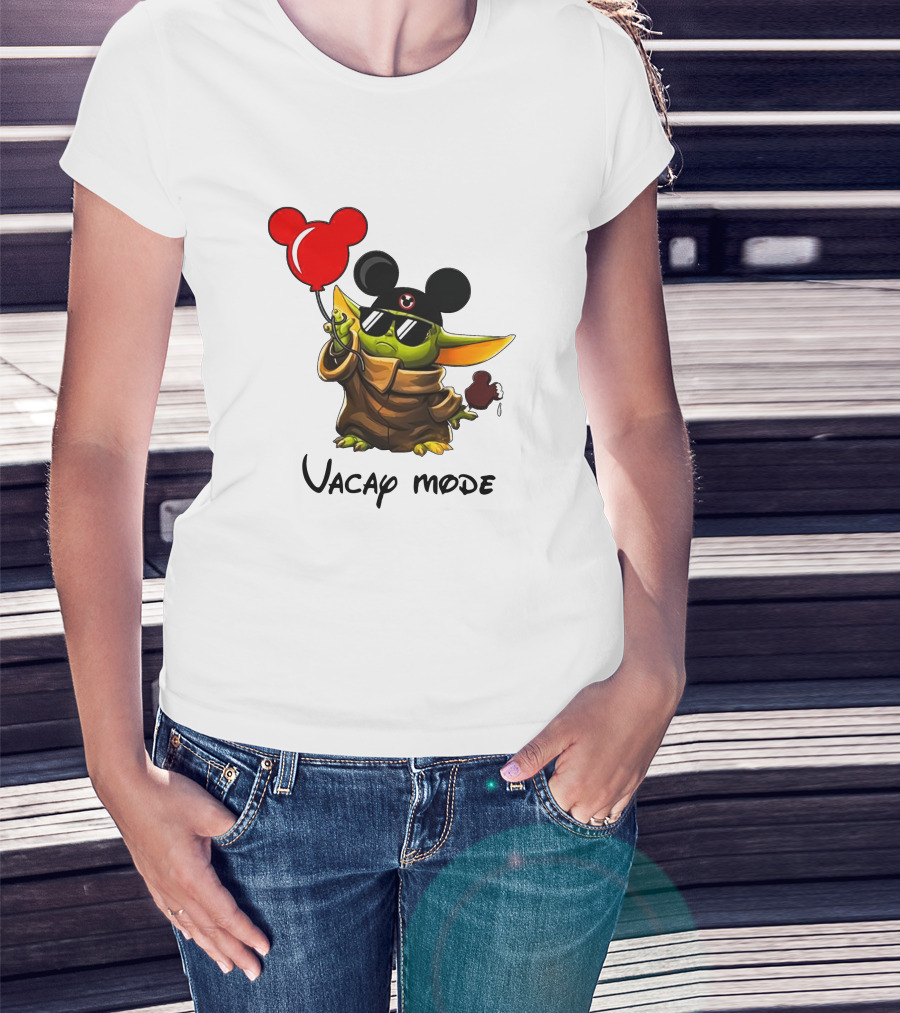 Mickey Ears Baby Yoda Vacay Mode Fun Balloon T-Shirt