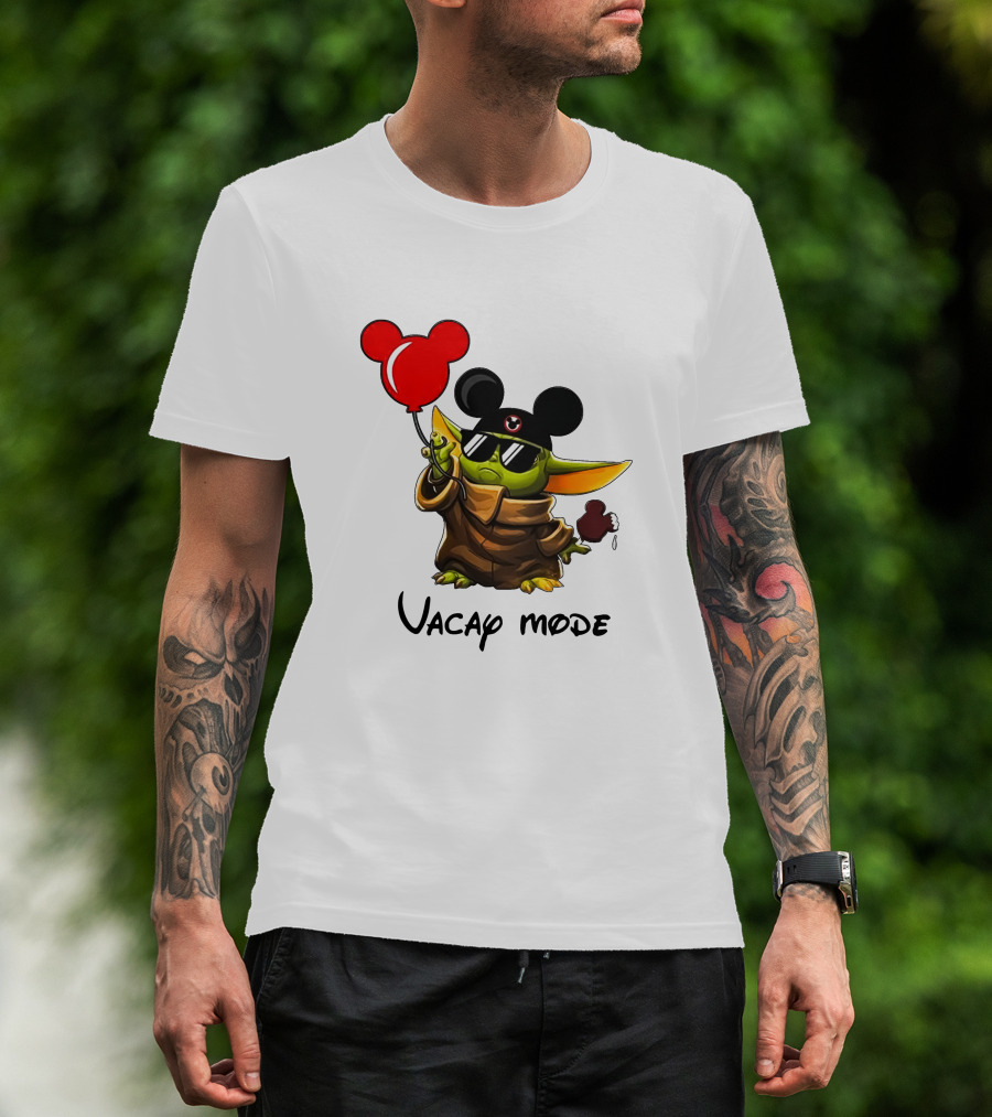 Mickey Ears Baby Yoda Vacay Mode Fun Balloon T-Shirt