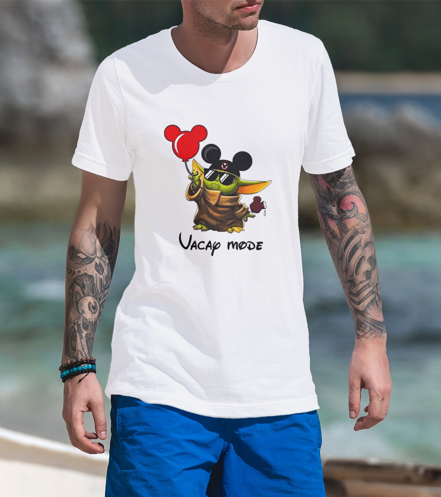 Mickey Ears Baby Yoda Vacay Mode Fun Balloon T-Shirt