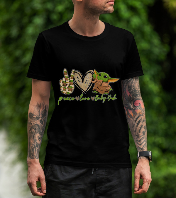 Peace Heart Hand Sign Green Creature Baby Yoda T-Shirt