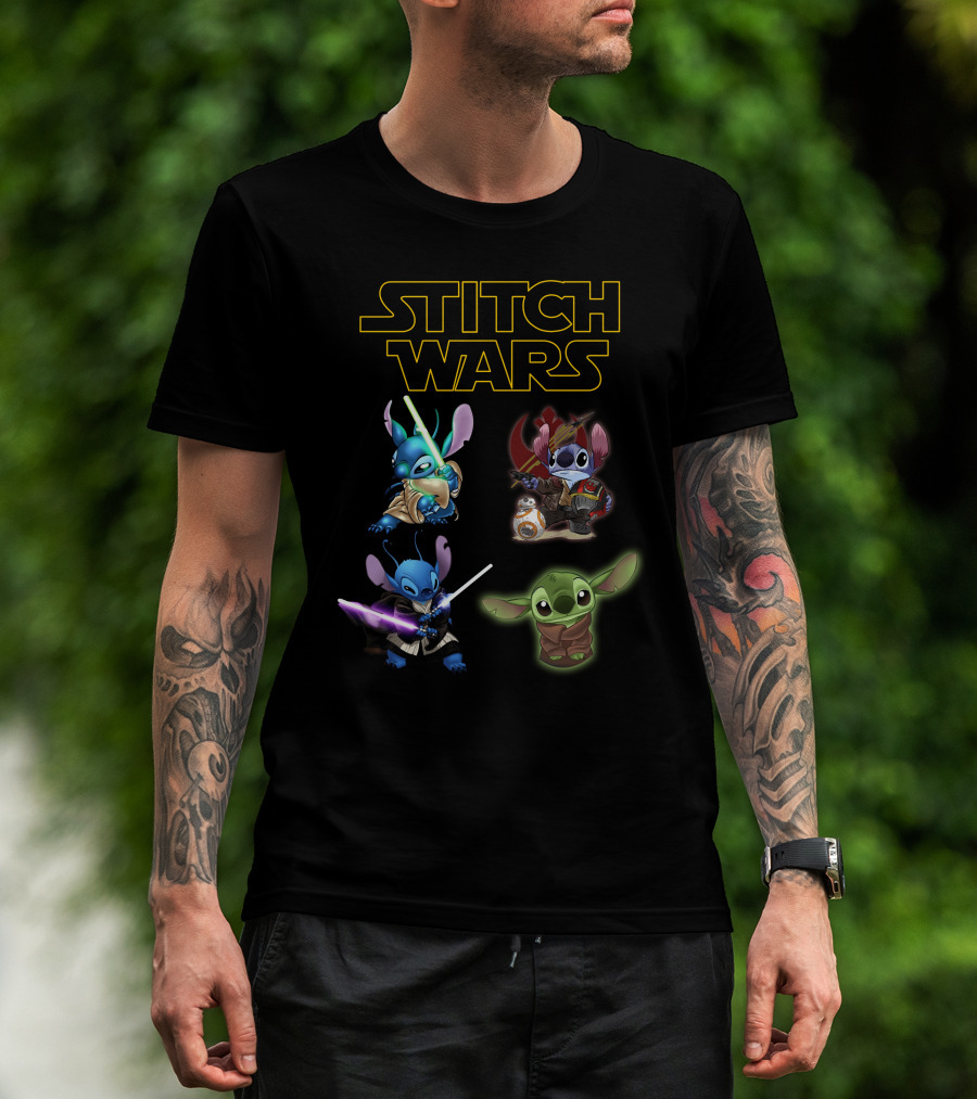 STITCH WARS Jedi Stitch And Baby Alien Crossover T-Shirt