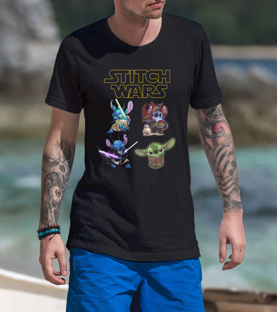 STITCH WARS Jedi Stitch And Baby Alien Crossover T-Shirt
