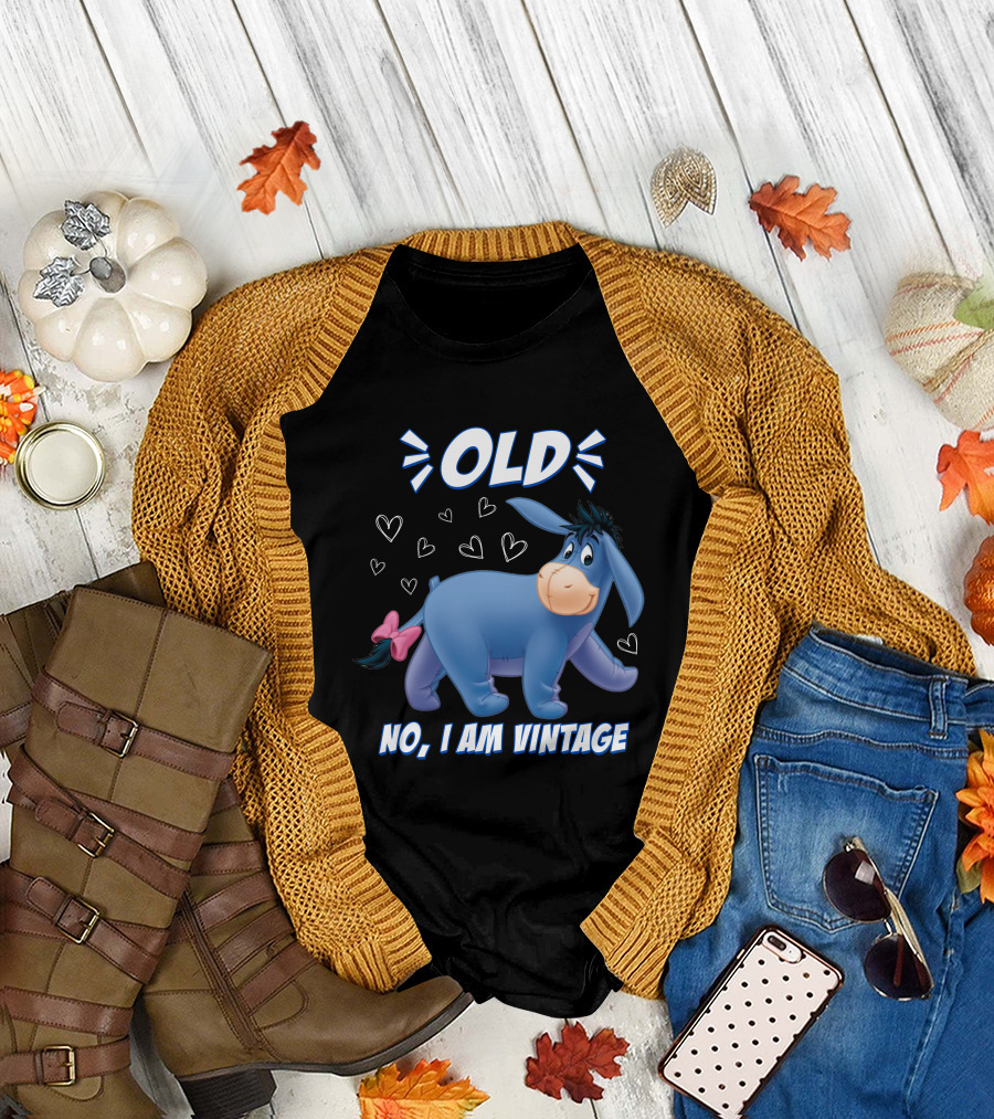 Eeyore Old No I Am Vintage Hearts T-Shirt