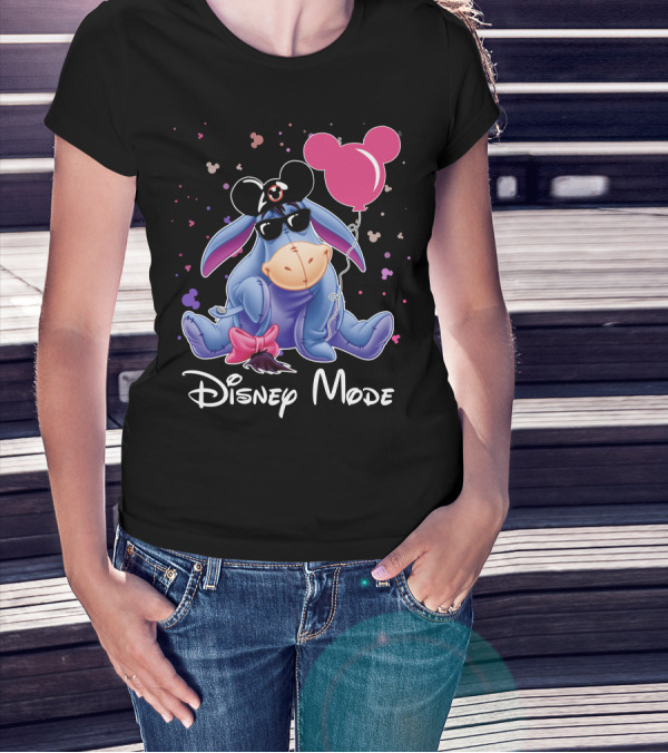 Disney Mode Eeyore With Mickey Balloon And Sunglasses T-Shirt