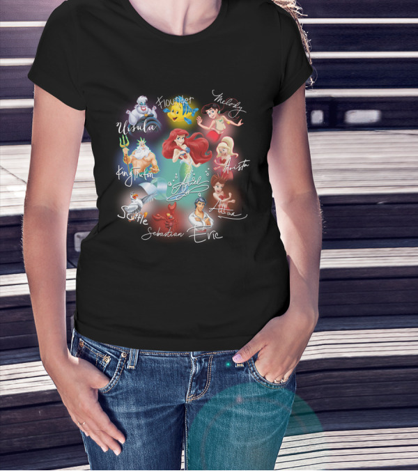 Ariel Signature Ursula Flounder Melody King Triton Sebastian Scuttle Eric Attina Arista T-Shirt