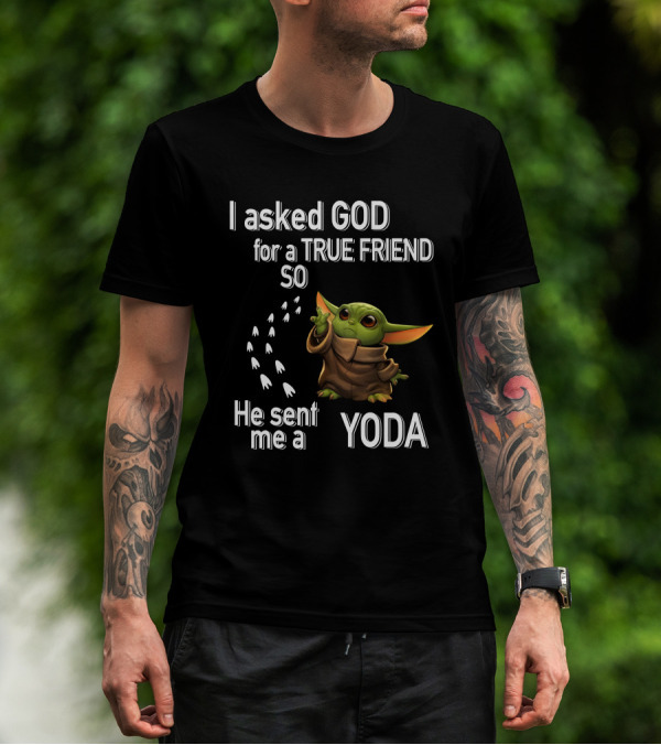 I Asked God For A True Friend So He Sent Me A Yoda With Baby Character T-Shirt
